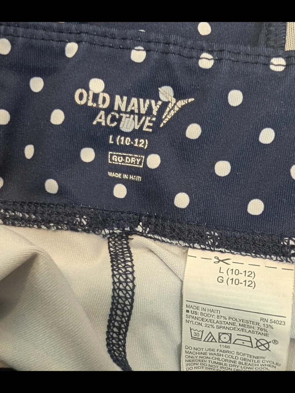 Old Navy Navy and White Polka Dot Leggings with Side Panels